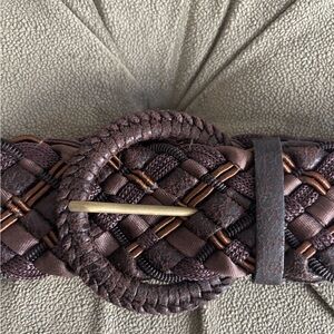 Woven Brown Belt with Brass Buckle one size very adjustable